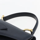 CELINE Hand Bag Leather Navy Gold Auth ep13502V-8