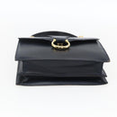 CELINE Hand Bag Leather Navy Gold Auth ep13502V-9