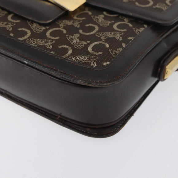 CELINE C Sulky Shoulder Bag Canvas Brown Gold Auth ep13505