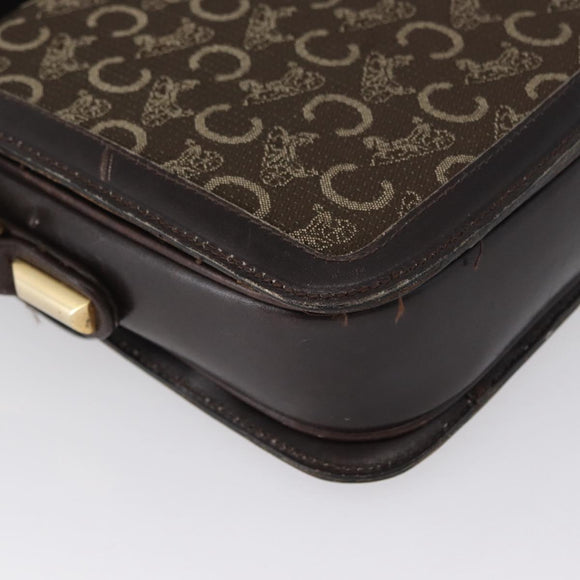 CELINE C Sulky Shoulder Bag Canvas Brown Gold Auth ep13505