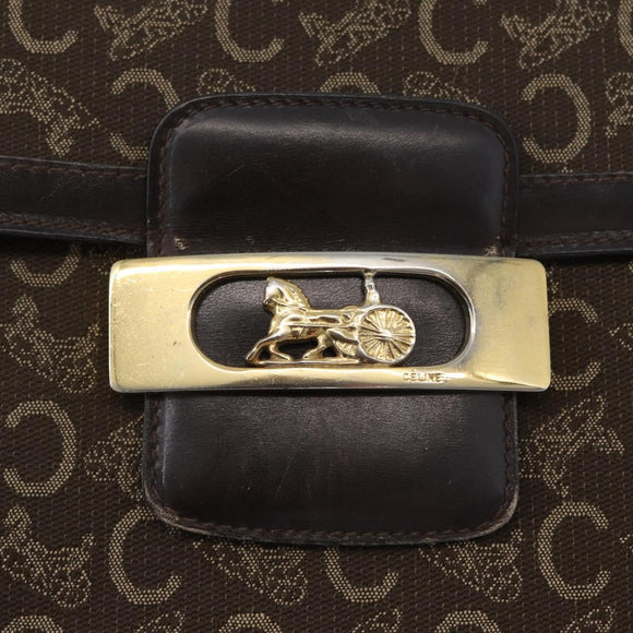 CELINE C Sulky Shoulder Bag Canvas Brown Gold Auth ep13505
