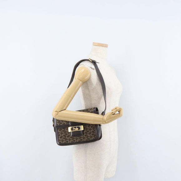 CELINE C Sulky Shoulder Bag Canvas Brown Gold Auth ep13505
