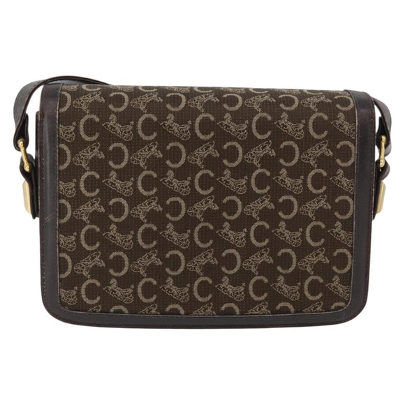 CELINE C Sulky Shoulder Bag Canvas Brown Gold Auth ep13505
