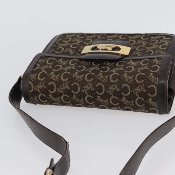 CELINE C Sulky Shoulder Bag Canvas Brown Gold Auth ep13505