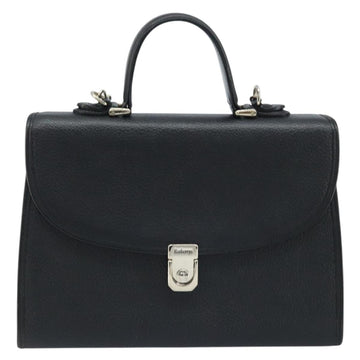 Burberrys Hand Bag Leather 2way Black Silver Auth ep13509 - 0