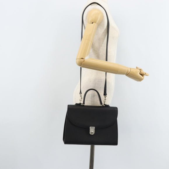 Burberrys Hand Bag Leather 2way Black Silver Auth ep13509