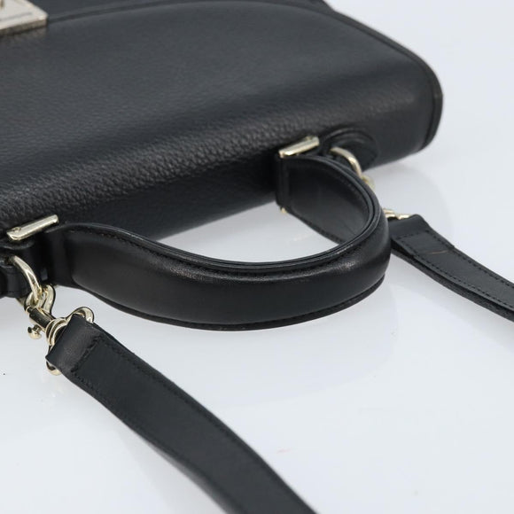 Burberrys Hand Bag Leather 2way Black Silver Auth ep13509