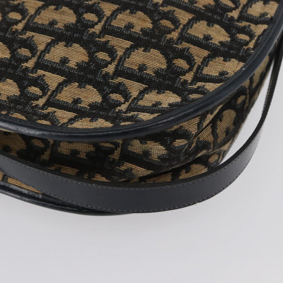 Christian Dior Trotter Canvas Shoulder Bag Navy Gold Auth ep13512