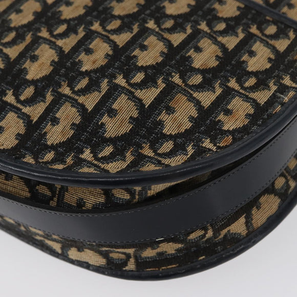 Christian Dior Trotter Canvas Shoulder Bag Navy Gold Auth ep13512