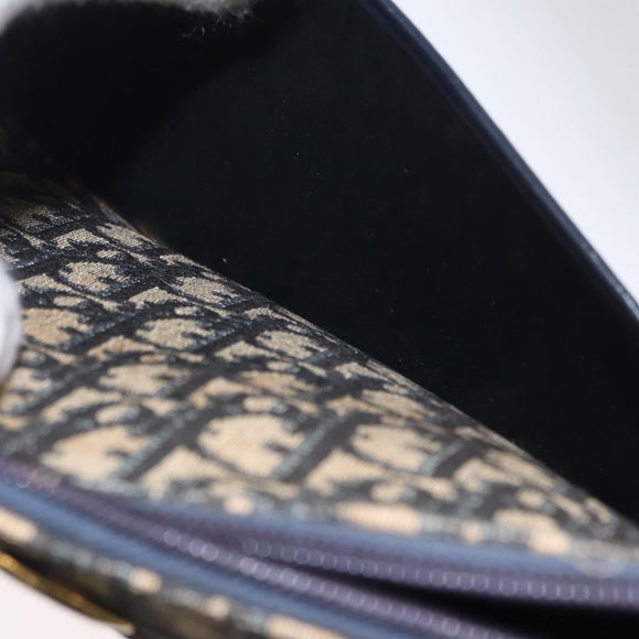 Christian Dior Trotter Canvas Shoulder Bag Navy Gold Auth ep13512