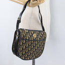 Christian Dior Trotter Canvas Shoulder Bag Navy Gold Auth ep13512-25