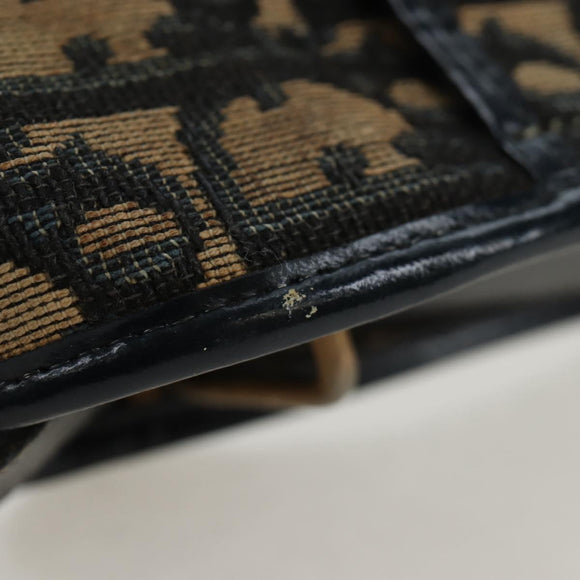 Christian Dior Trotter Canvas Shoulder Bag Navy Gold Auth ep13512