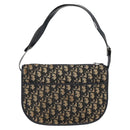 Christian Dior Trotter Canvas Shoulder Bag Navy Gold Auth ep13512-2
