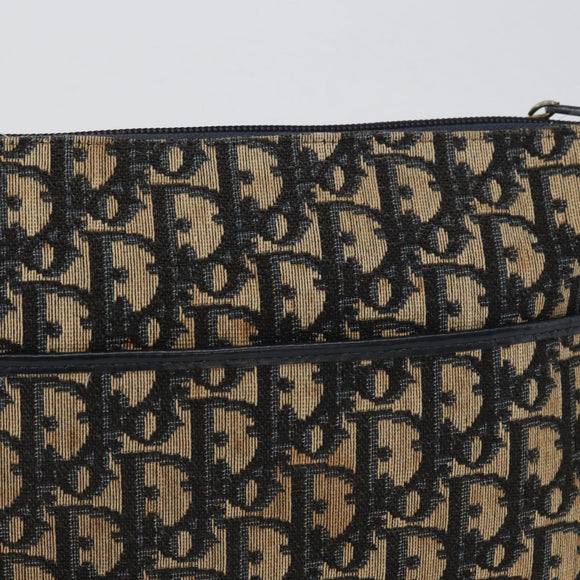 Christian Dior Trotter Canvas Shoulder Bag Navy Gold Auth ep13512