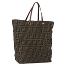 FENDI Zucca Canvas Hand Bag Black Brown Auth ep13514-1