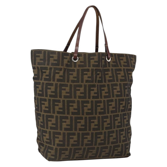 FENDI Zucca Canvas Hand Bag Black Brown Auth ep13514