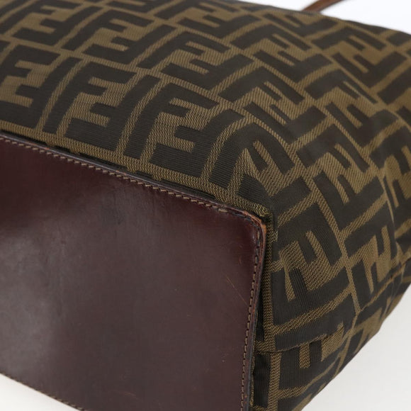 FENDI Zucca Canvas Hand Bag Black Brown Auth ep13514