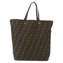 FENDI Zucca Canvas Hand Bag Black Brown Auth ep13514-13