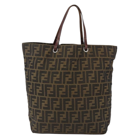 FENDI Zucca Canvas Hand Bag Black Brown Auth ep13514