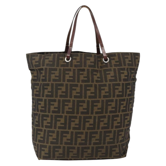 FENDI Zucca Canvas Hand Bag Black Brown Auth ep13514