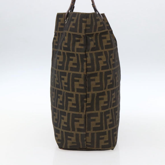 FENDI Zucca Canvas Hand Bag Black Brown Auth ep13514