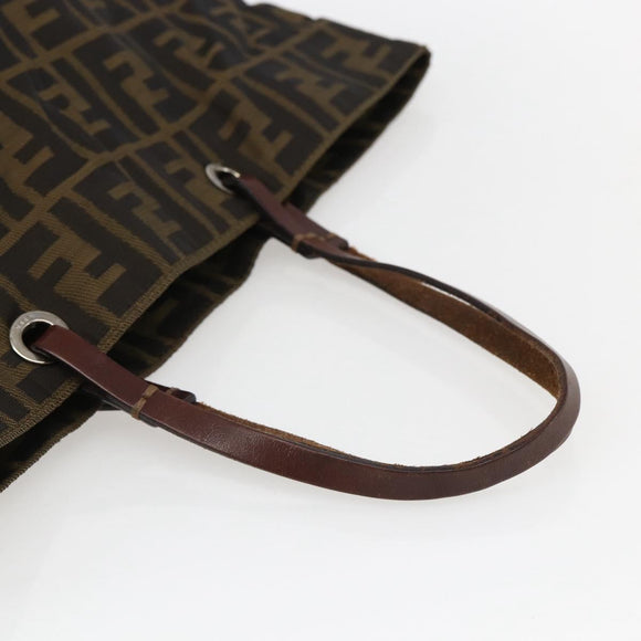 FENDI Zucca Canvas Hand Bag Black Brown Auth ep13514
