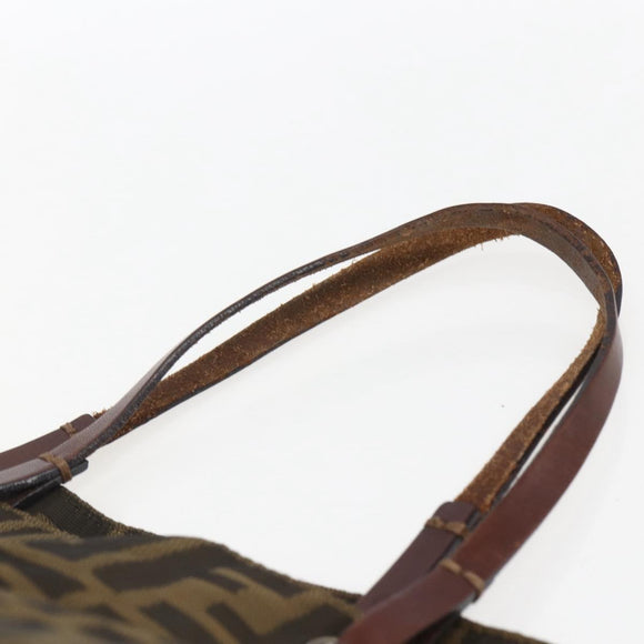 FENDI Zucca Canvas Hand Bag Black Brown Auth ep13514