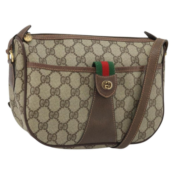 GUCCI GG Supreme Web Sherry Line Bag PVC Beige 001 123 6177 002 Auth ep13516