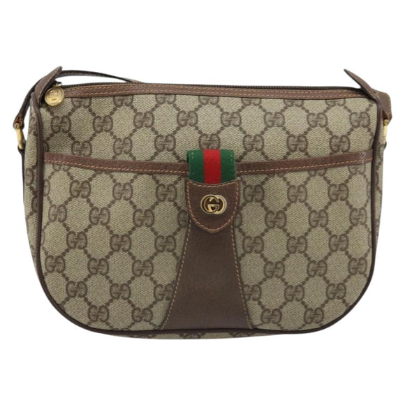 GUCCI GG Supreme Web Sherry Line Bag PVC Beige 001 123 6177 002 Auth ep13516