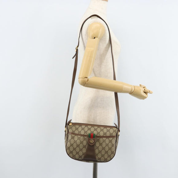 GUCCI GG Supreme Web Sherry Line Bag PVC Beige 001 123 6177 002 Auth ep13516
