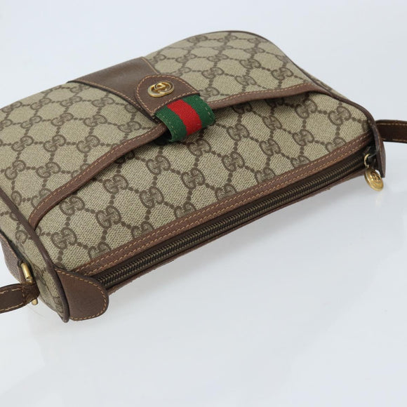 GUCCI GG Supreme Web Sherry Line Bag PVC Beige 001 123 6177 002 Auth ep13516