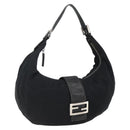 FENDI Mamma Baguette Shoulder Bag Nylon Black Silver Auth ep13517-1