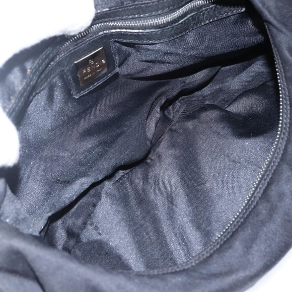 FENDI Mamma Baguette Shoulder Bag Nylon Black Silver Auth ep13517