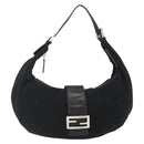 FENDI Mamma Baguette Shoulder Bag Nylon Black Silver Auth ep13517-13