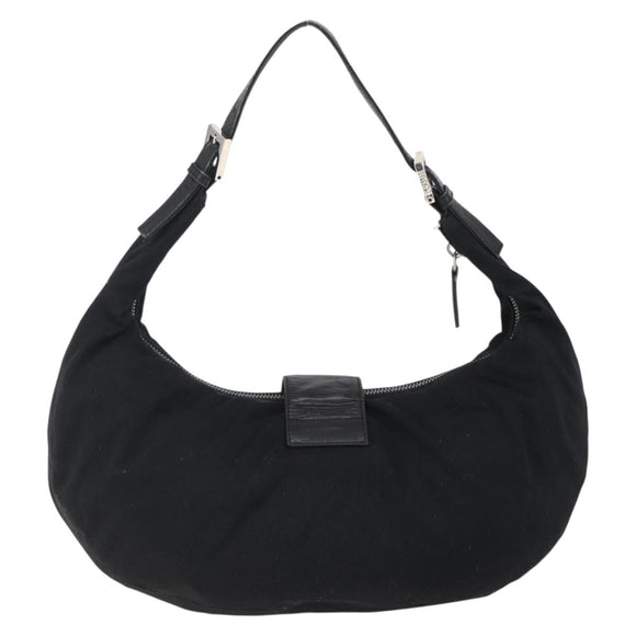 FENDI Mamma Baguette Shoulder Bag Nylon Black Silver Auth ep13517