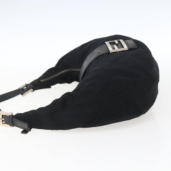 FENDI Mamma Baguette Schultertasche Nylon Schwarz Silber Auth ep13517