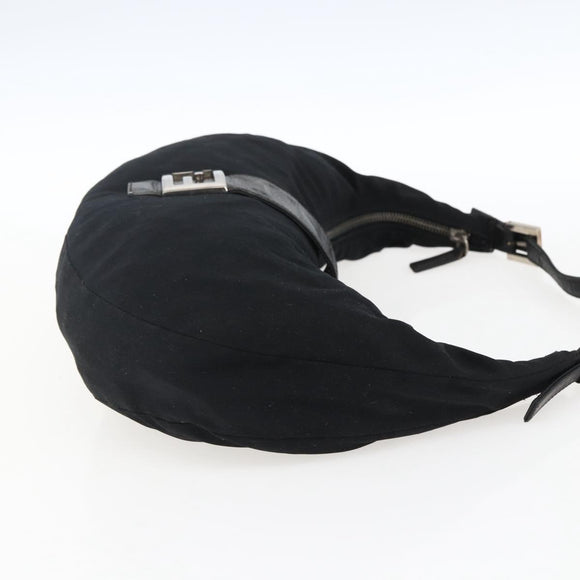 FENDI Mamma Baguette Schultertasche Nylon Schwarz Silber Auth ep13517