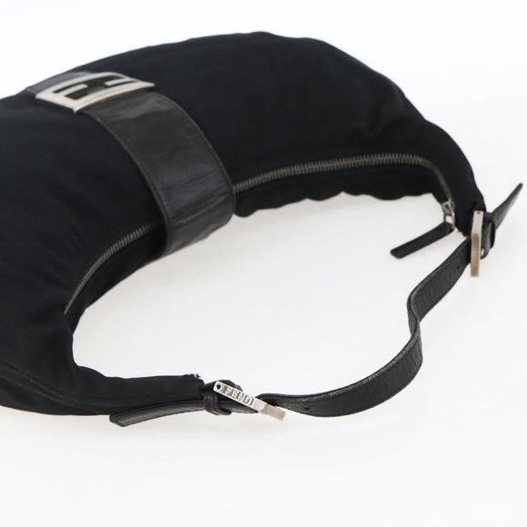 FENDI Mamma Baguette Shoulder Bag Nylon Black Silver Auth ep13517