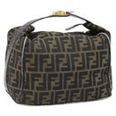 FENDI Zucca Canvas Vanity Hand Bag Black Brown gold Auth ep13520-1