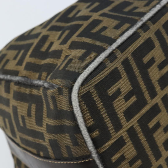 FENDI Zucca Canvas Vanity Hand Bag Black Brown gold Auth ep13520