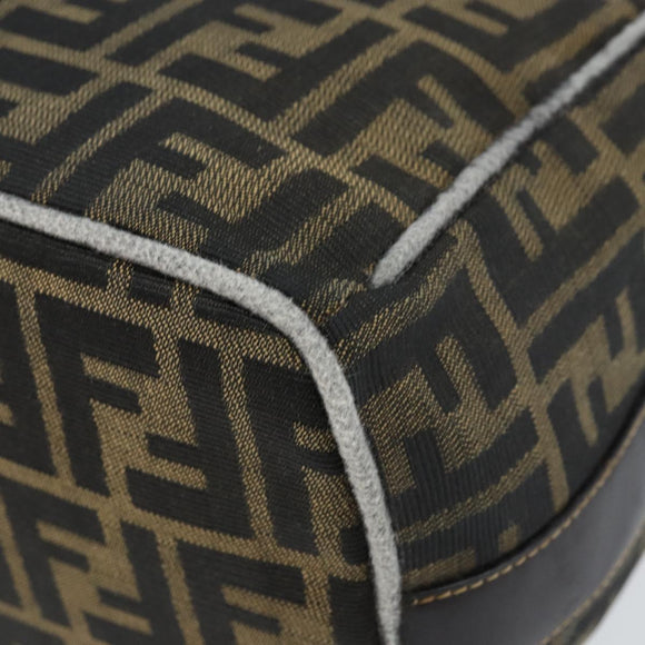 FENDI Zucca Canvas Vanity Hand Bag Black Brown gold Auth ep13520