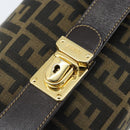 FENDI Zucca Canvas Vanity Hand Bag Black Brown gold Auth ep13520-17
