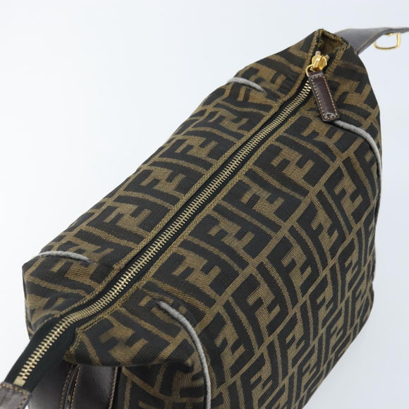 FENDI Zucca Canvas Vanity Hand Bag Black Brown gold Auth ep13520