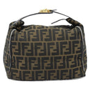 FENDI Zucca Canvas Vanity Hand Bag Black Brown gold Auth ep13520-13
