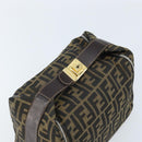 FENDI Zucca Canvas Vanity Hand Bag Black Brown gold Auth ep13520-6