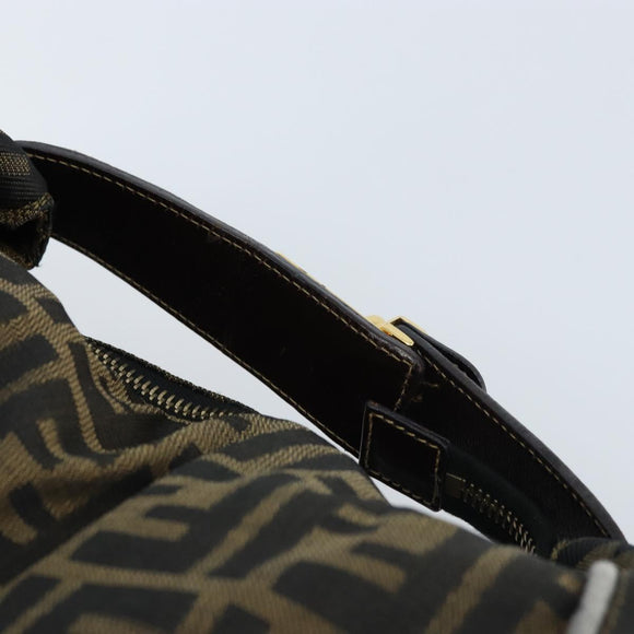 FENDI Zucca Canvas Vanity Hand Bag Black Brown gold Auth ep13520