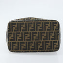 FENDI Zucca Canvas Vanity Hand Bag Black Brown gold Auth ep13520-5