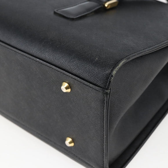 BURBERRY Hand Bag Leather Black Silver Auth ep13523