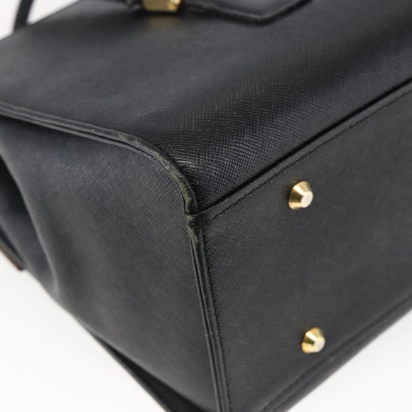 BURBERRY Hand Bag Leather Black Silver Auth ep13523