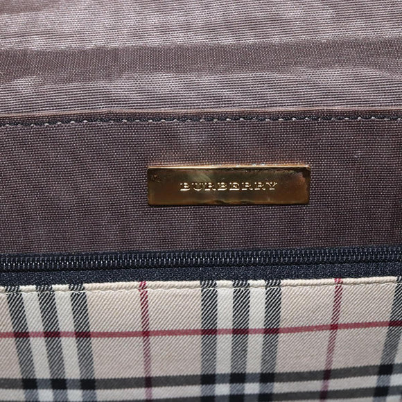 BURBERRY Hand Bag Leather Black Silver Auth ep13523